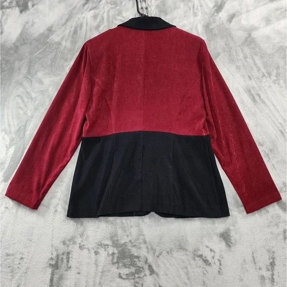 Vintage R&K Originals Pant Suit Womens 12 Black Burgundy Gold Embroidered Sueded - Picture 4 of 16